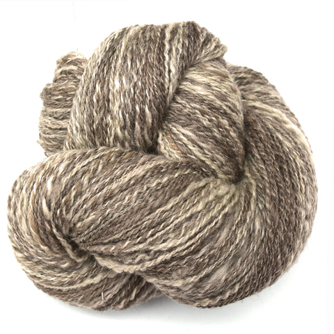 Handspun yarn - Wool, worsted weight, 500 yards - Natural Brown & White