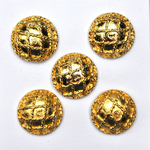 Gold Metal Buttons with grid pattern - Set of 5