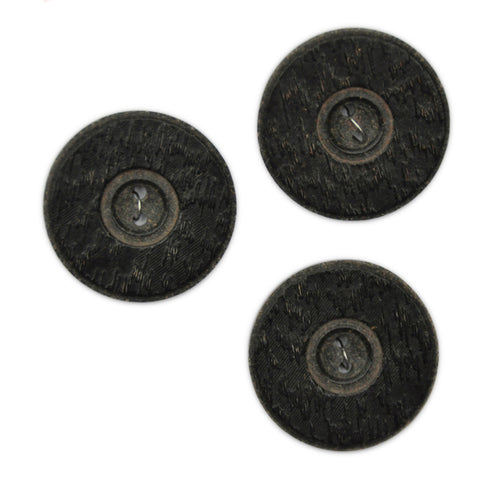 Black Buttons with Bark Grain - Set of 3