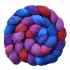 Hand painted Polwarth wool roving for hand spinning and felting
