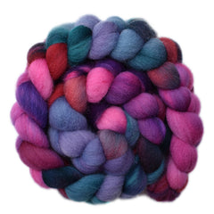 Hand painted Radnor wool roving for hand spinning and felting